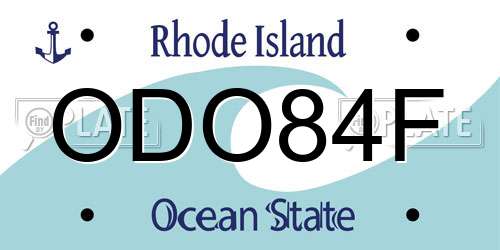 ODO84F Rhode Island License Plate