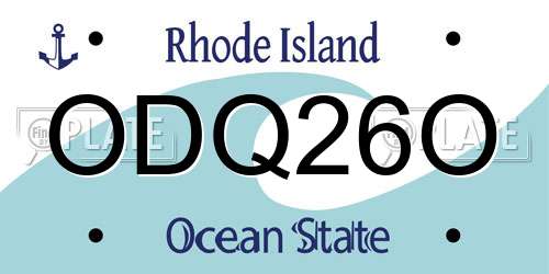 ODQ26O Rhode Island License Plate
