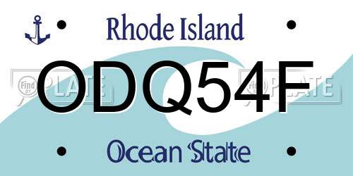 ODQ54F Rhode Island License Plate