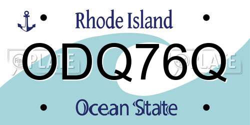 ODQ76Q Rhode Island License Plate