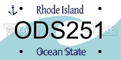 ODS251 Rhode Island License Plate