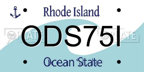 ODS75I Rhode Island License Plate
