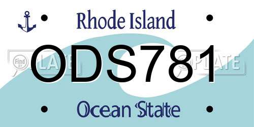 ODS781 Rhode Island License Plate