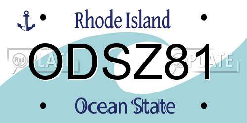 ODSZ81 Rhode Island License Plate