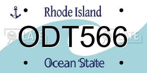 ODT566 Rhode Island License Plate