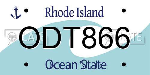ODT866 Rhode Island License Plate