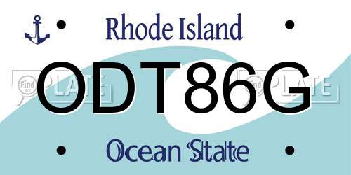 ODT86G Rhode Island License Plate