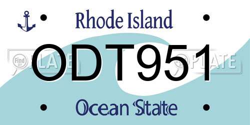 ODT951 Rhode Island License Plate