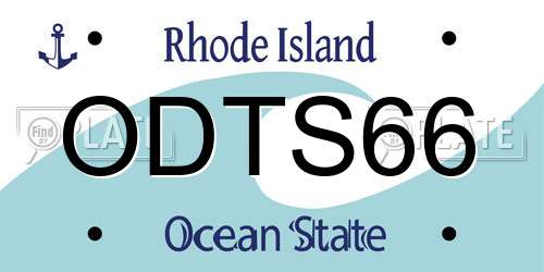 ODTS66 Rhode Island License Plate