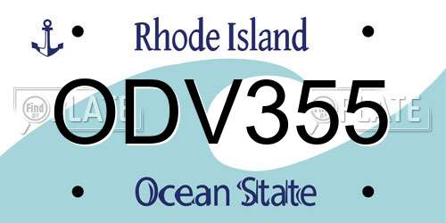 ODV355 Rhode Island License Plate