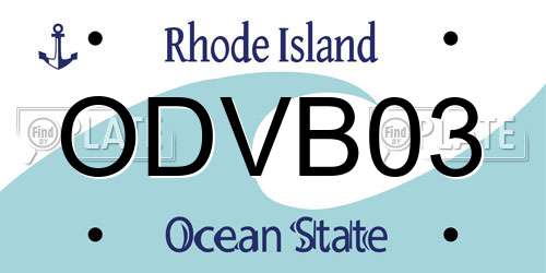 ODVB03 Rhode Island License Plate