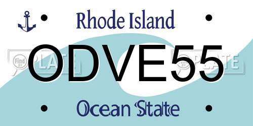 ODVE55 Rhode Island License Plate
