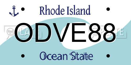 ODVE88 Rhode Island License Plate