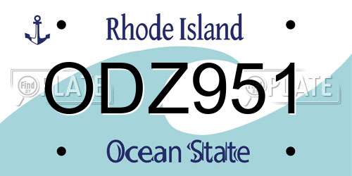 ODZ951 Rhode Island License Plate