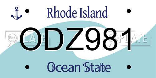 ODZ981 Rhode Island License Plate