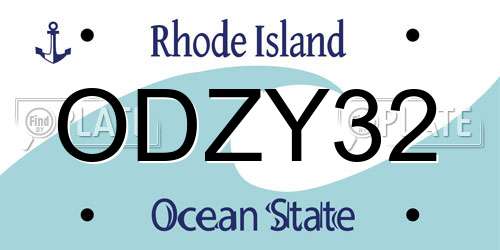 ODZY32 Rhode Island License Plate