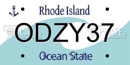 ODZY37 Rhode Island License Plate