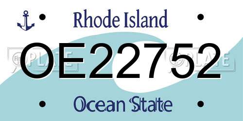 OE22752 Rhode Island License Plate