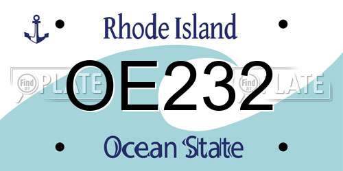 OE232 Rhode Island License Plate