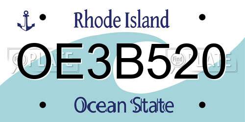 OE3B520 Rhode Island License Plate