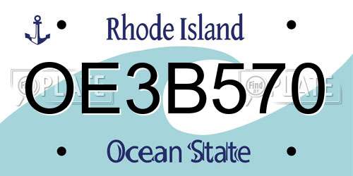 OE3B570 Rhode Island License Plate