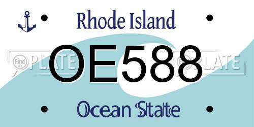 OE588 Rhode Island License Plate