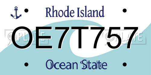 OE7T757 Rhode Island License Plate