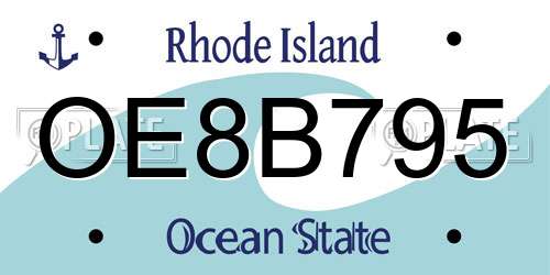 OE8B795 Rhode Island License Plate