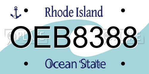 OEB8388 Rhode Island License Plate