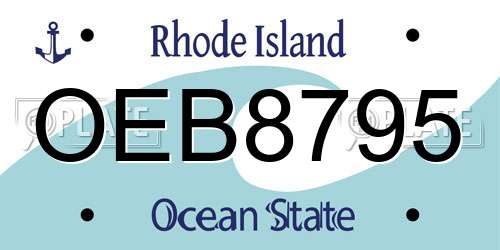 OEB8795 Rhode Island License Plate