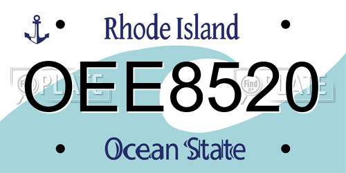 OEE8520 Rhode Island License Plate
