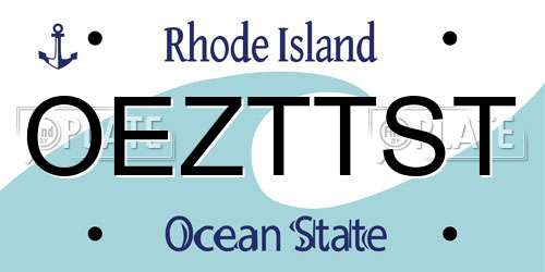 OEZTTST Rhode Island License Plate