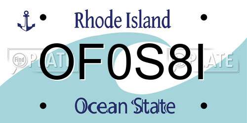 OF0S8I Rhode Island License Plate
