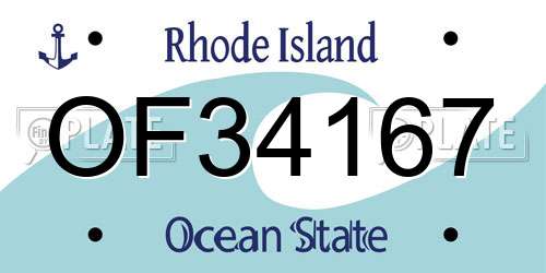 OF34167 Rhode Island License Plate