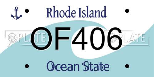 OF406 Rhode Island License Plate