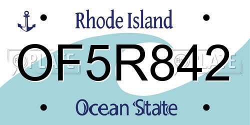 OF5R842 Rhode Island License Plate