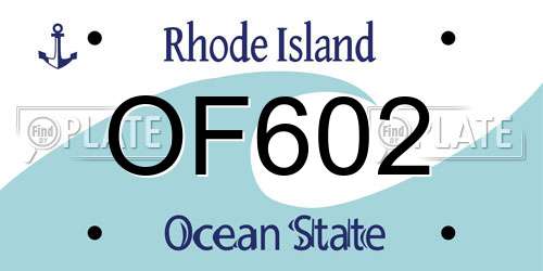OF602 Rhode Island License Plate