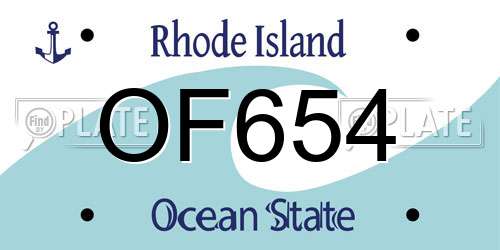 OF654 Rhode Island License Plate
