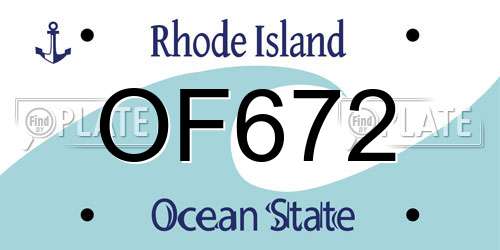 OF672 Rhode Island License Plate