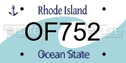 OF752 Rhode Island License Plate