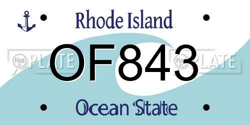 OF843 Rhode Island License Plate