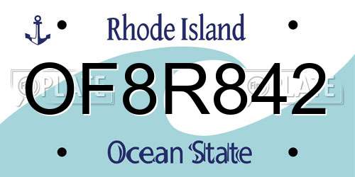 OF8R842 Rhode Island License Plate
