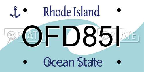 OFD85I Rhode Island License Plate