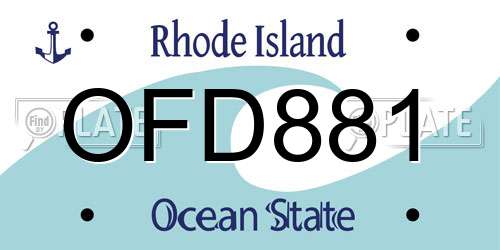 OFD881 Rhode Island License Plate