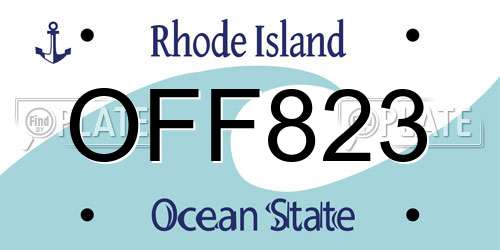 OFF823 Rhode Island License Plate