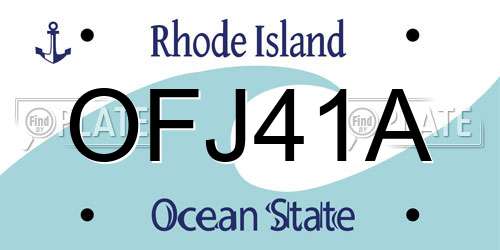 OFJ41A Rhode Island License Plate