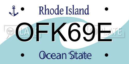OFK69E Rhode Island License Plate