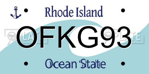 OFKG93 Rhode Island License Plate
