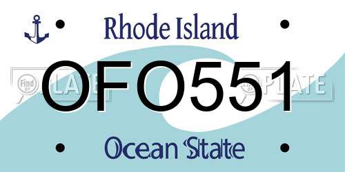 OFO551 Rhode Island License Plate
