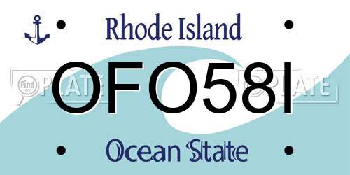 OFO58I Rhode Island License Plate